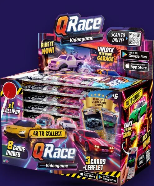 QRace Videogame Lollipop & Cards counter display